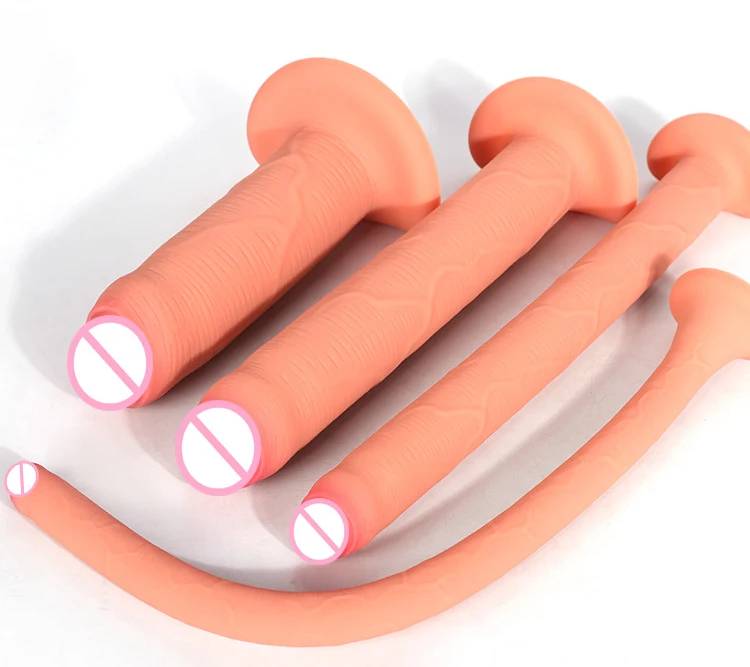 Hollow Soft Silicone Bathroom Female Masturbator Realistic Vagina Enema  Dildo