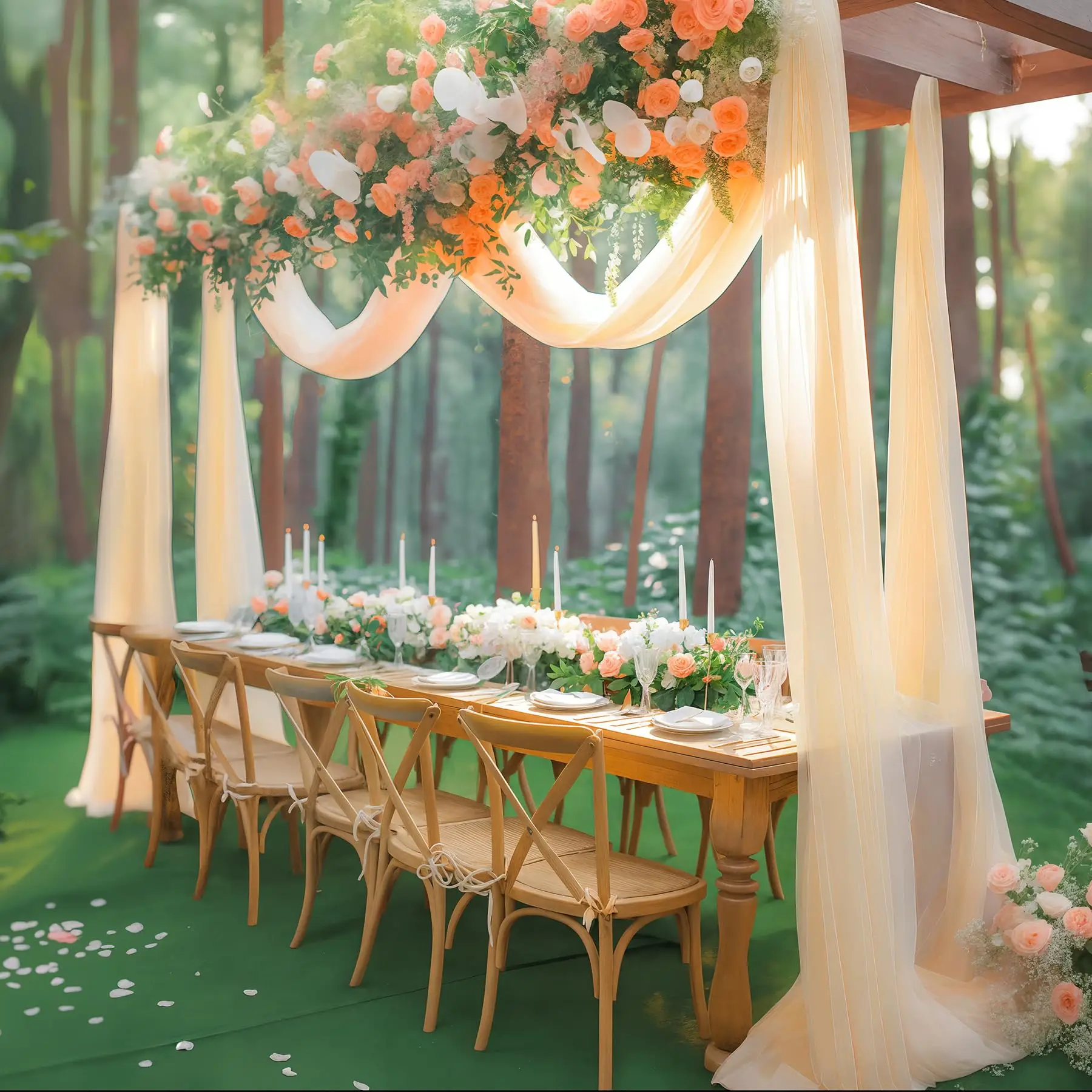 Chiffon fabric curtains 6/10M for wedding arch ceremony reception decorations party stage bridal shower