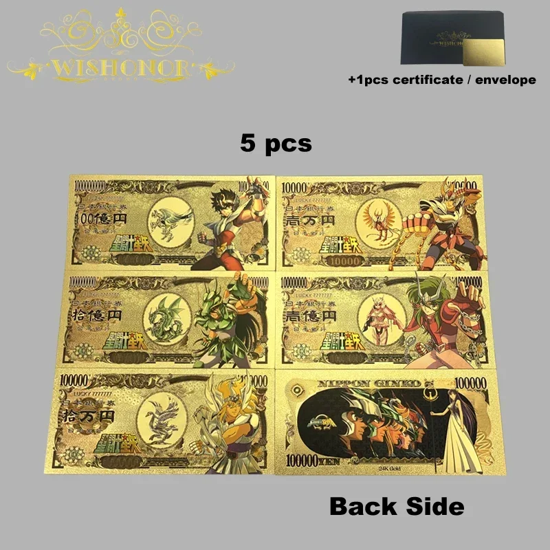 All Styles Nice Japan Anime Banknote Sets Anime Plastic Card in 24k Gold Plated For Collection