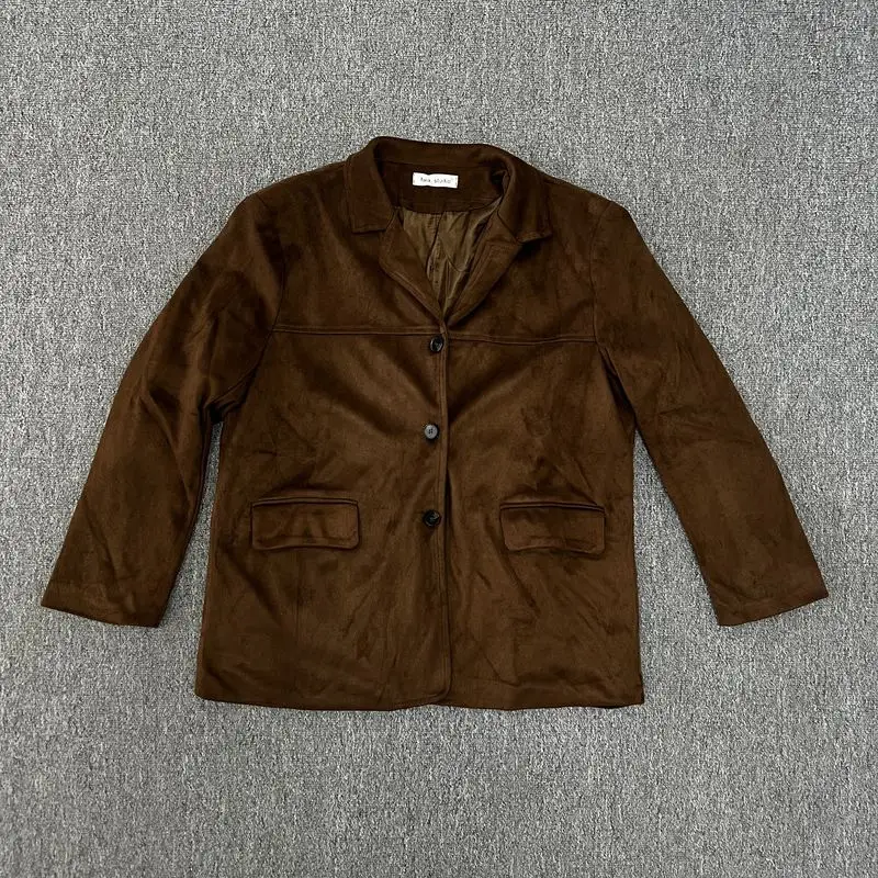 UNXX Classic Retro Melrose Style Brown Suede Velvet Suit