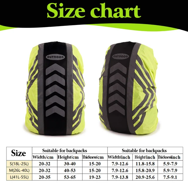 High-quality Waterproof Backpack Cover 20-50L Reflective Strips Anti-Slip Buckle 210T Thick Fabric 90-110g True-to-Color Design 6