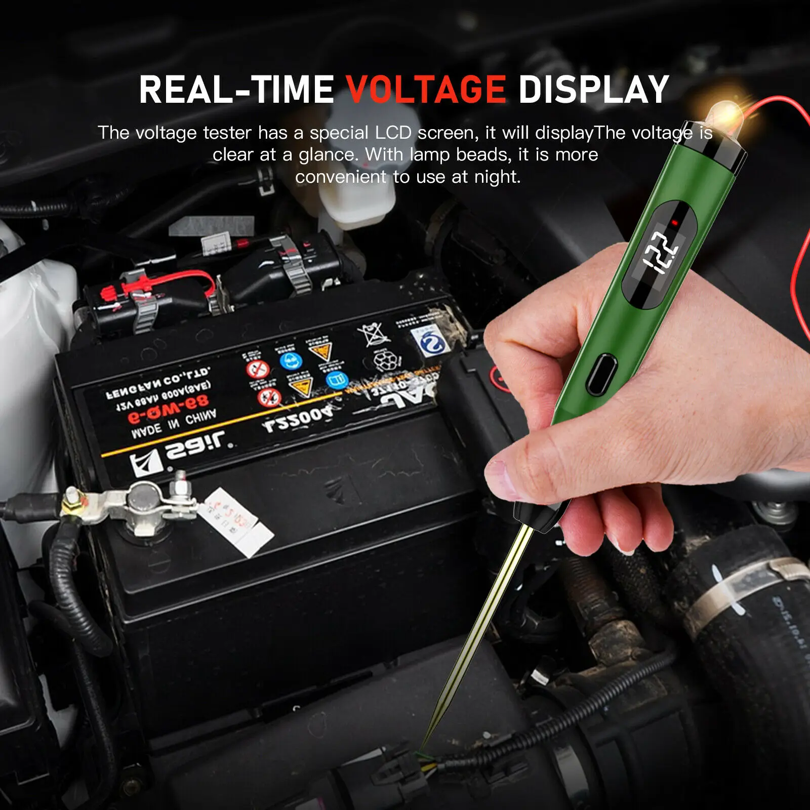 Circuit Tester Automotive Car Power Circuit Probe Kit 12V 24V Digital Display Load Polarity Voltage Test Pen