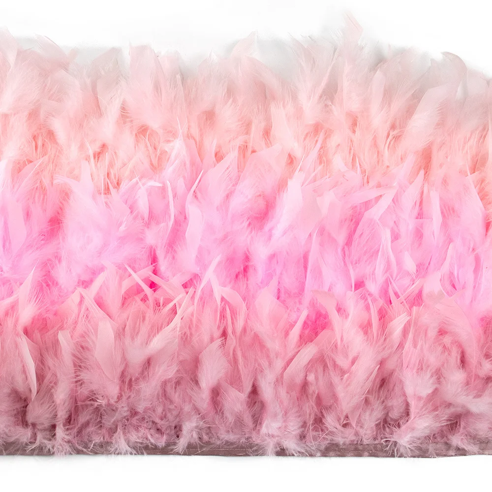 Description Picture 6 of item1Yards Dyed Turkey Feathers Trim Crafts Ribbon 10-15CM White Feather Fringe for Wedding Dress Decor Sewing Accessories Plumas