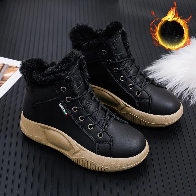 2023 New Women Platform Sneakers Autumn High Top Vulcanized Shoes Ladies Thick Bottom Boots PU Leather Winter Booties Woman