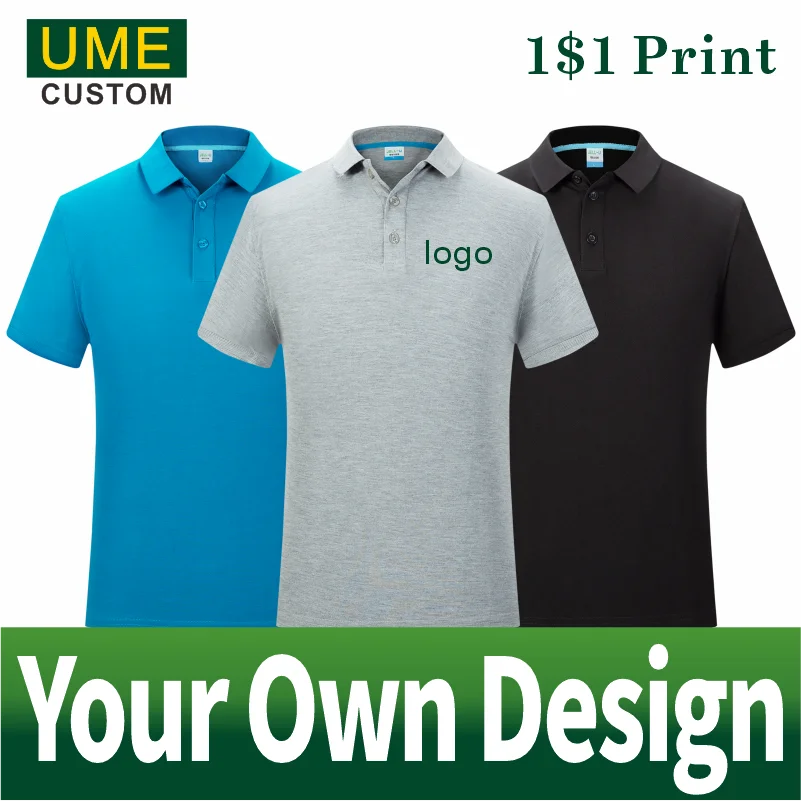 2022 Summer 100% Cotton Polo Shirt Men High Quality Casual Polo Homme Personal Company Group LOGO Custom Camisa Masculina UME
