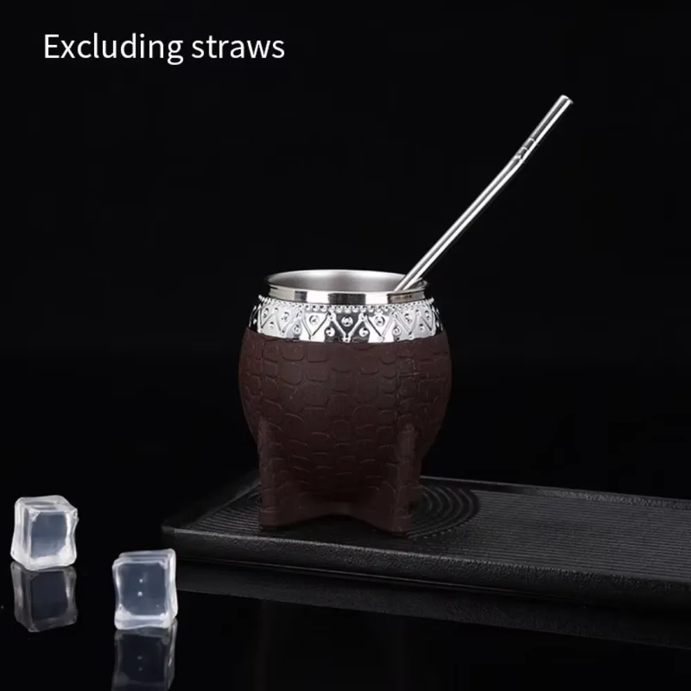 Creative Stainless Steel Double-layer Mate Cup 260ml Turtle Shell Texture Insulated Cup High Quality Eggshell Cup Yerba Mate Tea
