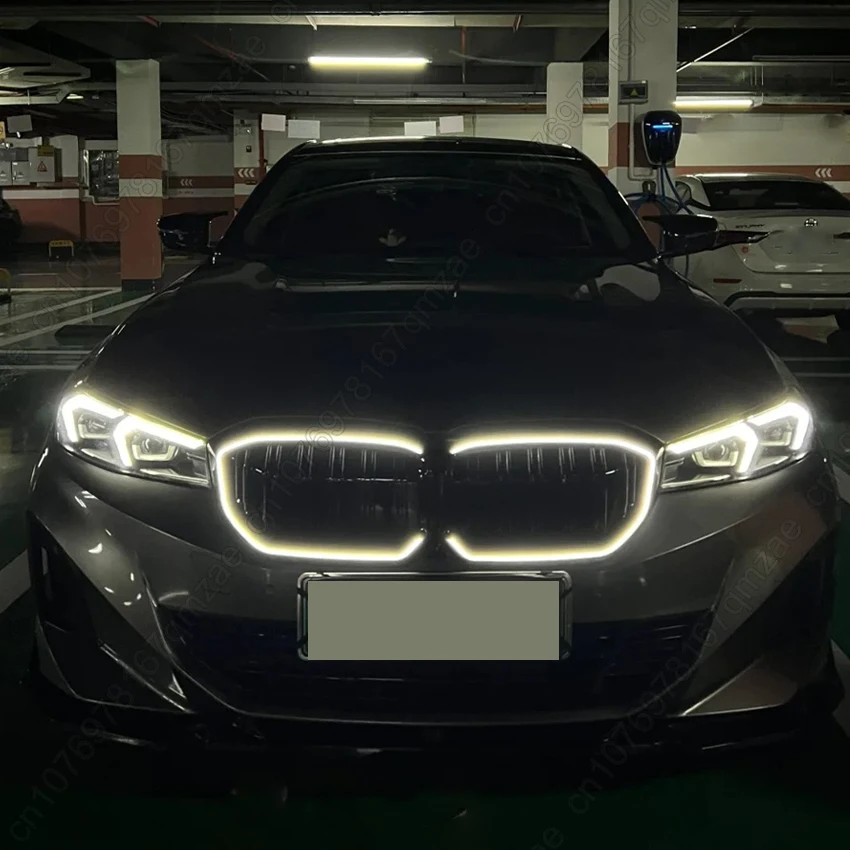 BMW i3 eDrive 30 35 40 LCI 2022-2024용 신형 LED 전면 발광 그릴, 다이아몬드 블랙/실버/더블 라인 스타일 레이싱 그릴