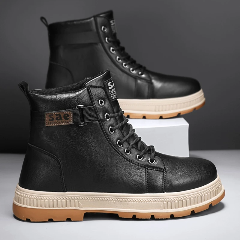 NewMensBootsHighTopThickBottomLaceupAnkleOutdoorWalking