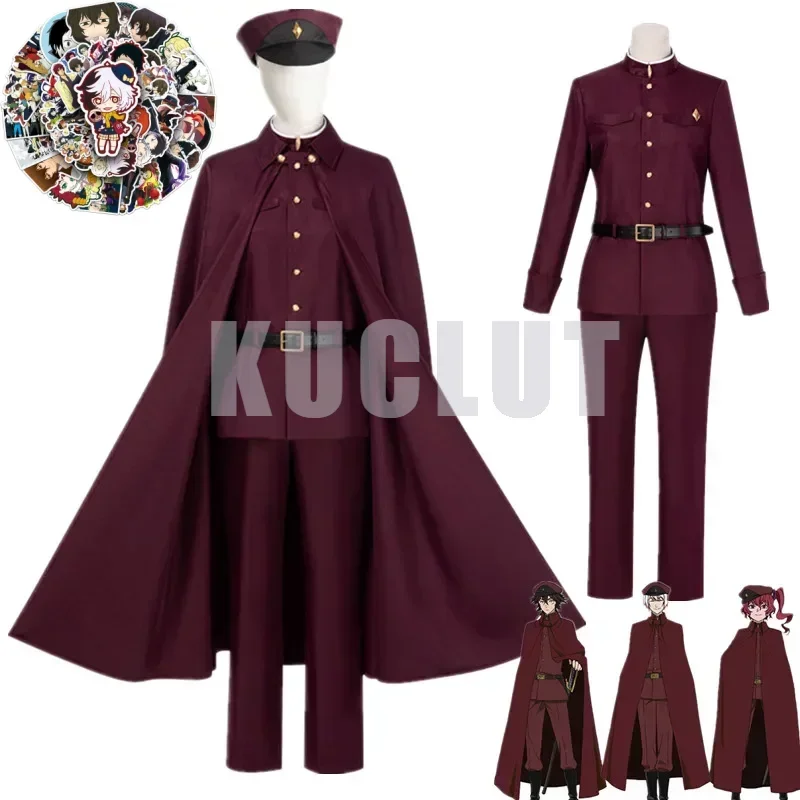 

Anime Bungo Stray Dogs Tetchou Suehiro Cosplay Costume Teruko Oukura Red Uniform Suits Cloak Season 4 Team Halloween Clothes
