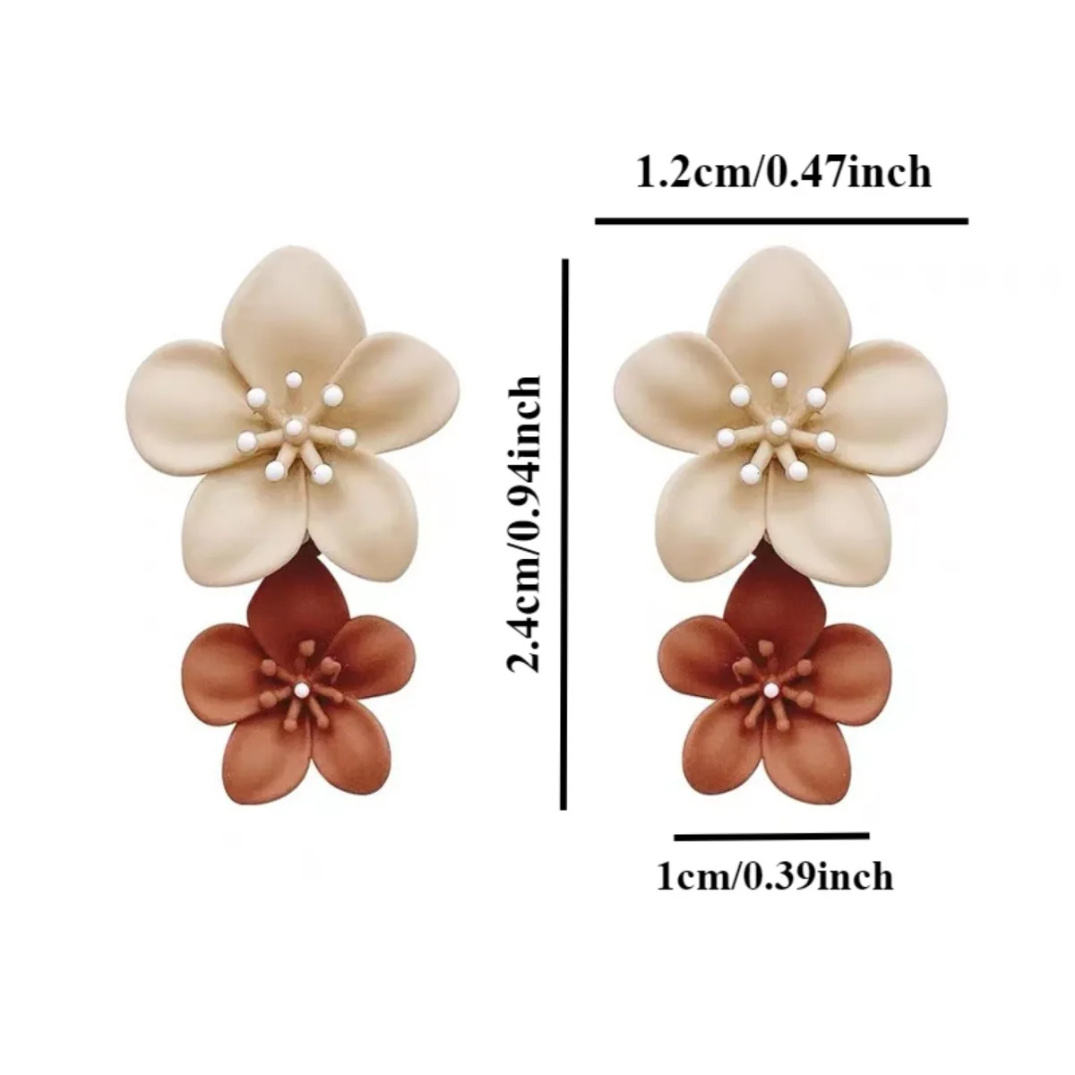 Dangle earrings for women two color flower drop 2025 Korean fashion jewelry wedding party girl elegant accessories