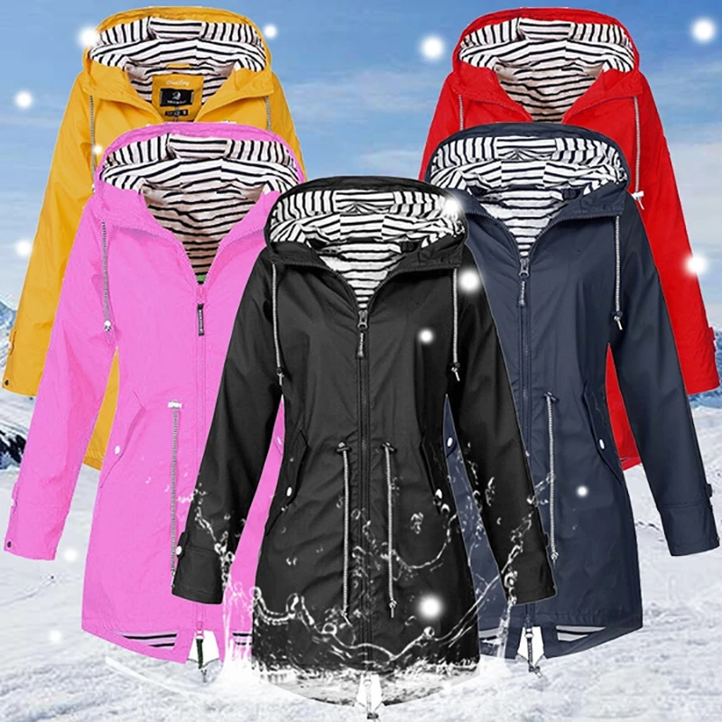 Women Jacket Coat Windproof Waterproof Transition Hooded Outdoor Hiking
