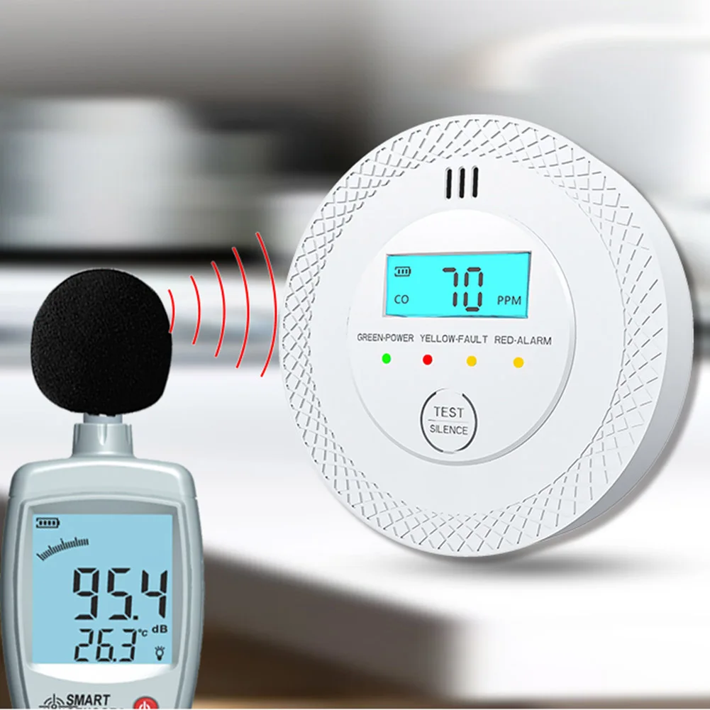 LED 배터리 구동 일산화탄소 알람 감지기, 연기 및 일산화탄소 감지기 알람, 85dB 고감도 경고