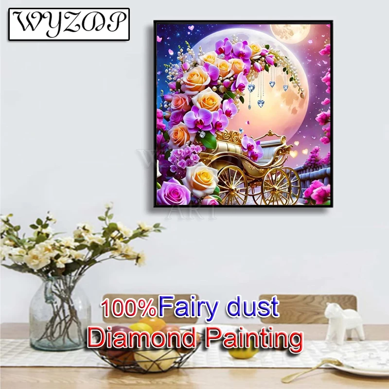 Flower 5D Diy Fairy Dust Diamond Painting Kit Full Square Diamond Embroidery Cross Stitch Gift AB Art Crystal Docer