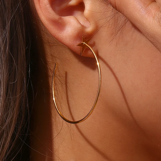 9ct Gold Star Hoop Earrings | Posh Totty Designs