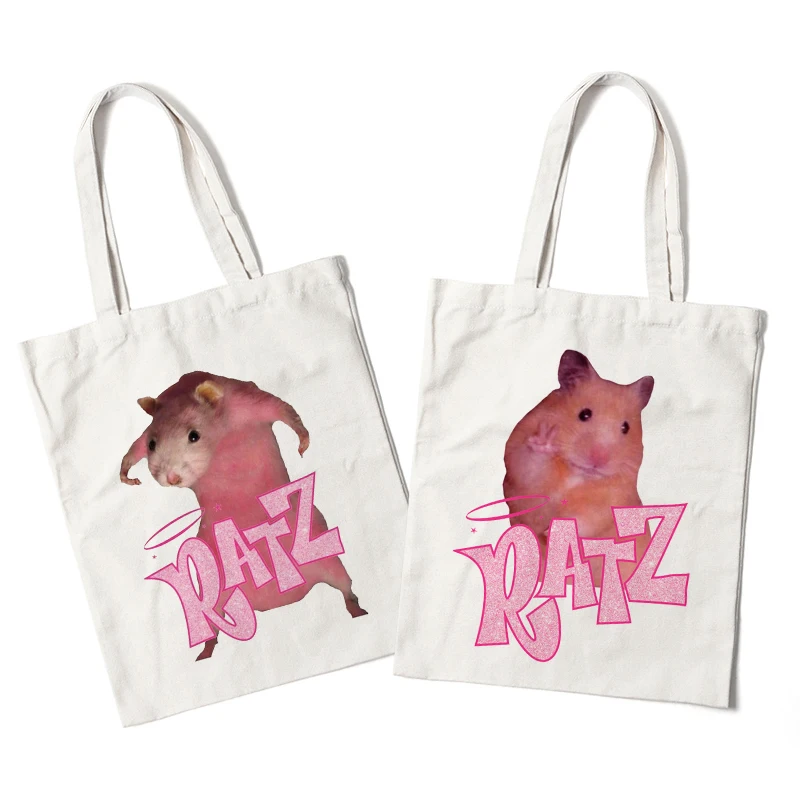 

Tote Bag Kawaii Ratz Reusable Grocery Canvas Shopping Bag Harajuku Shopper Bag Women Shoulder Bag Eco Bag Large Cute Tote Bag