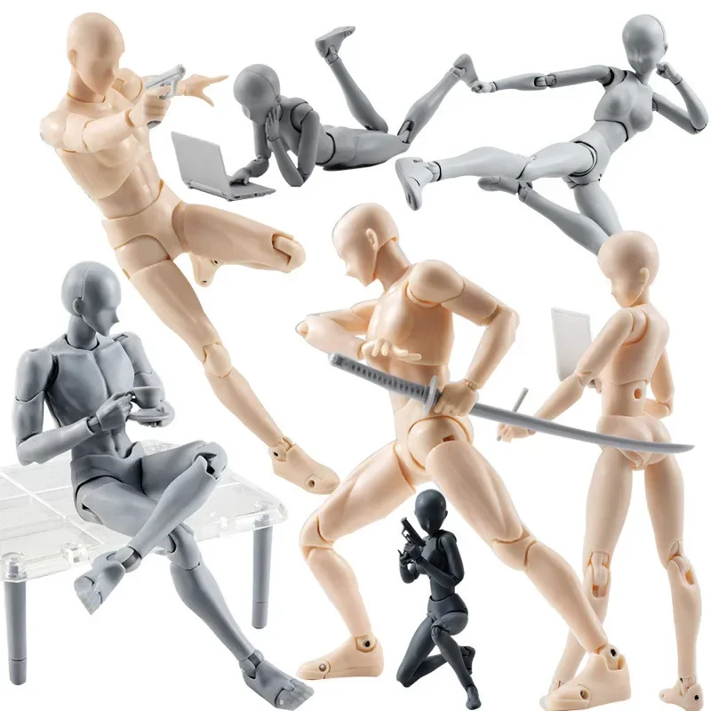 

14cm Artist Art Painting Anime Figure Sketch Draw Male Female Movable Body Chan Joint Action Figure Toy Model Draw Mannequin