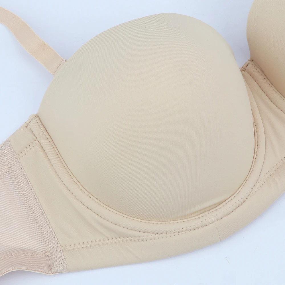 Sheroine Plus Size Strapless Push Up Bra, Underwire Multiway Full Coverage Lightly Padded Bras for Large Breasts Support Comfort