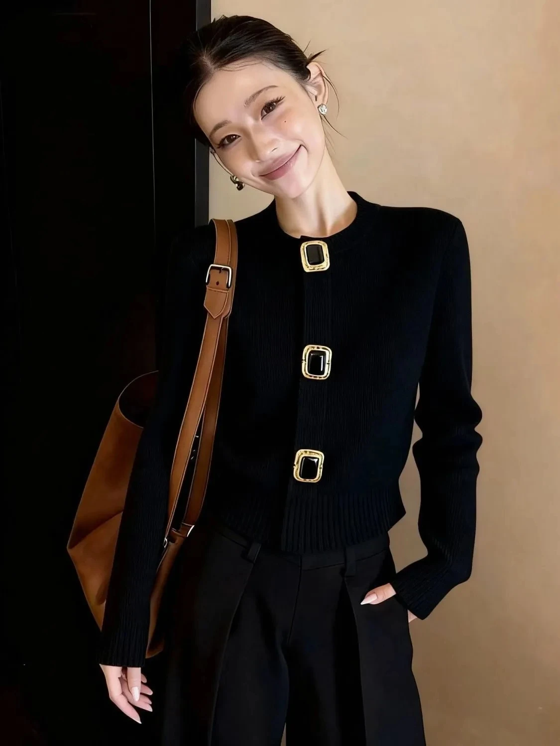 Female Cardigan new Exquisite High-end Cardigan Knitted red Sweater Coat Temperament Coat Loose Sweater Top Cardigan for Women - 6