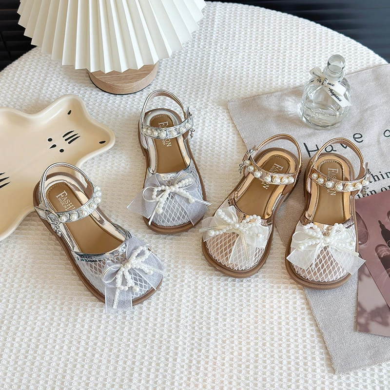 Girls Metallic Sandals Summer Beach Shoes