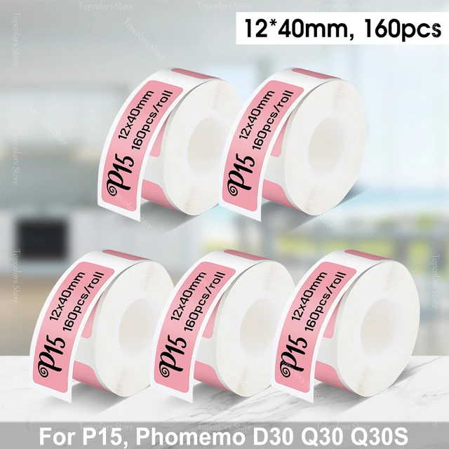 Papier d'étiquettes thermiques P15, mini imprimante autocollante, 12mm x  40mm, ruban d'étiquettes d'impression étanche, 1 pièce - AliExpress