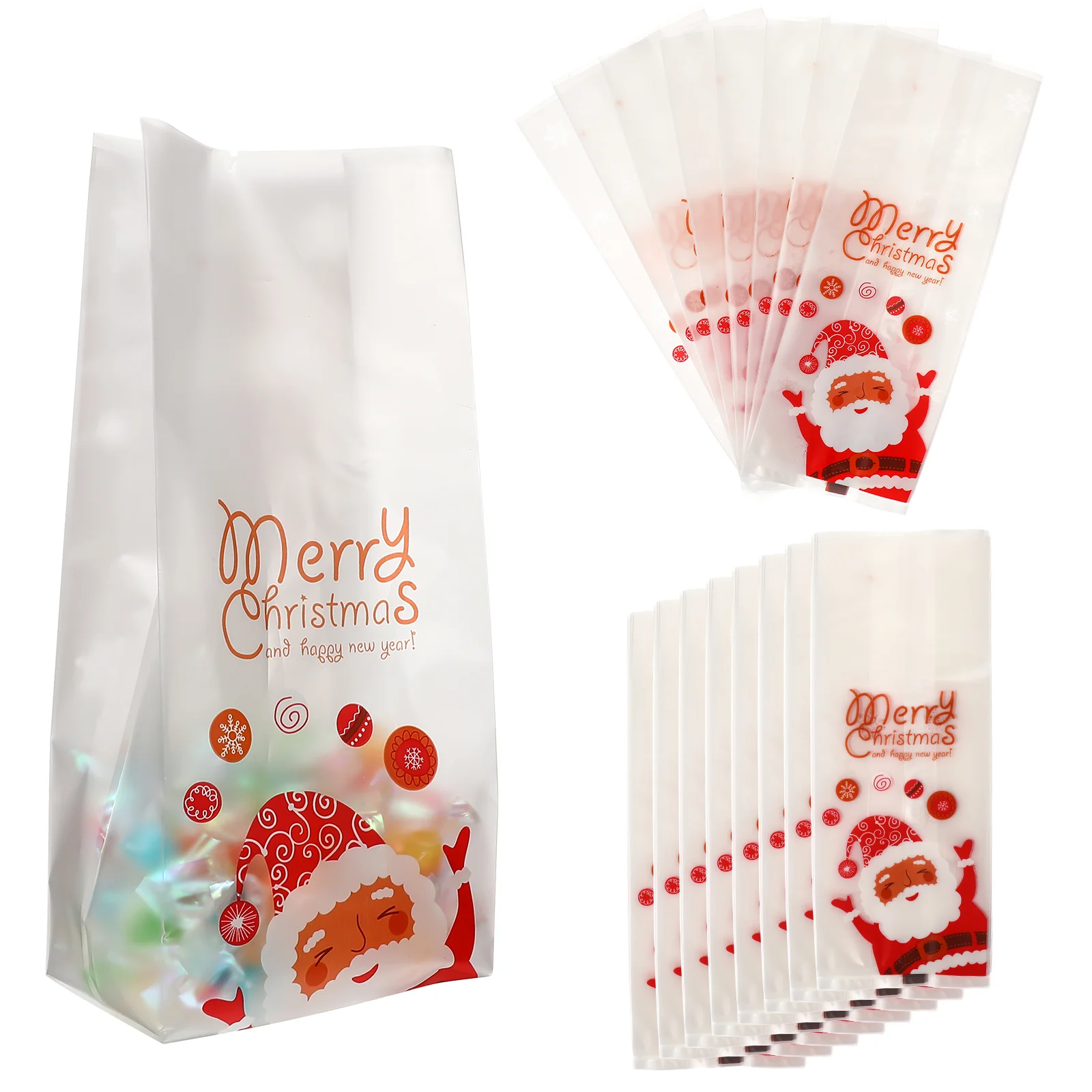 

50 Pcs Gift Bags Wrappers for Candy Cookie Biscuit Pouches Goodie Christmas Treat