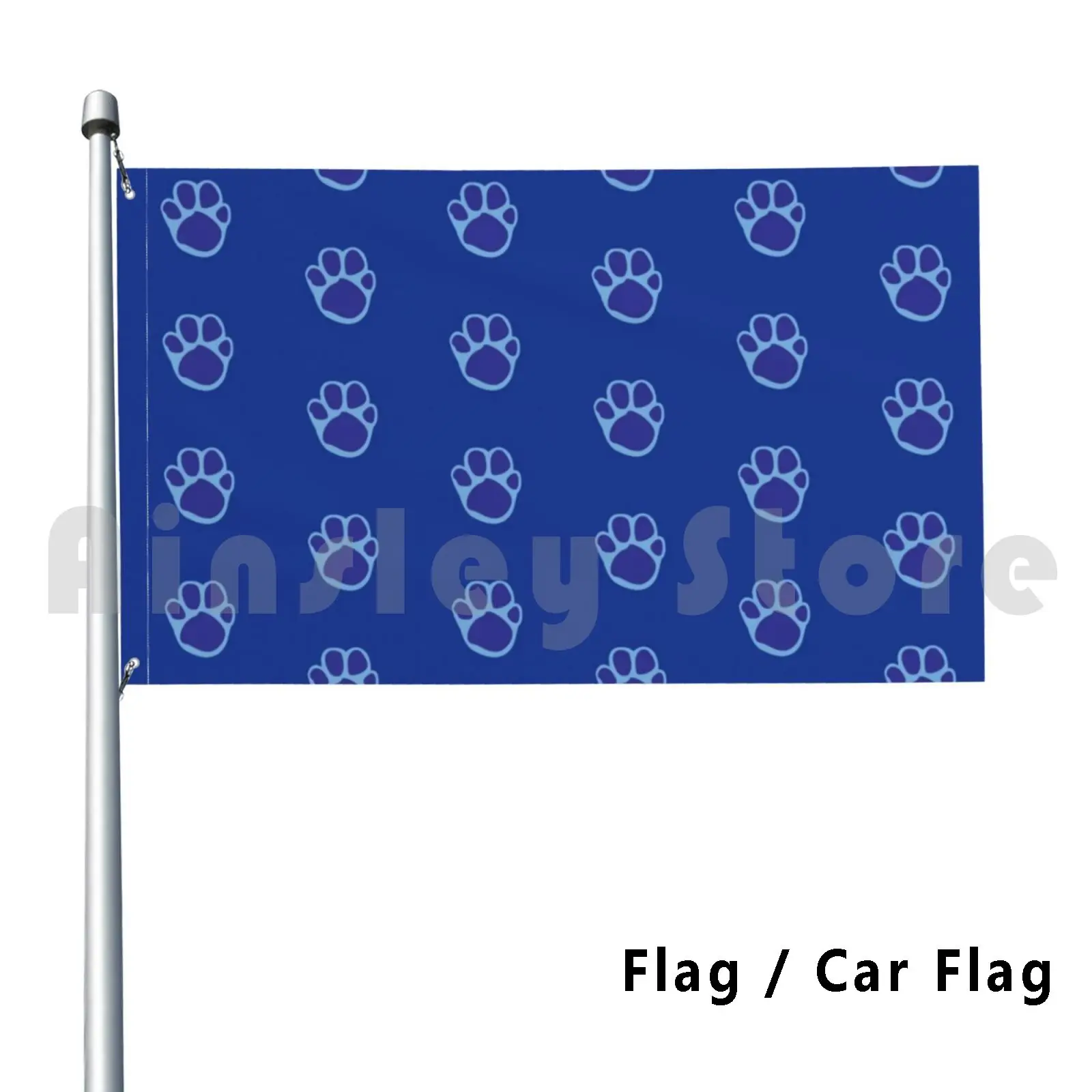 Blue'S Paw Print Pattern Outdoor Decor Flag Car Flag Blue Blues Incuds Paw Paw Paw Pattern Dog Steve Vintage