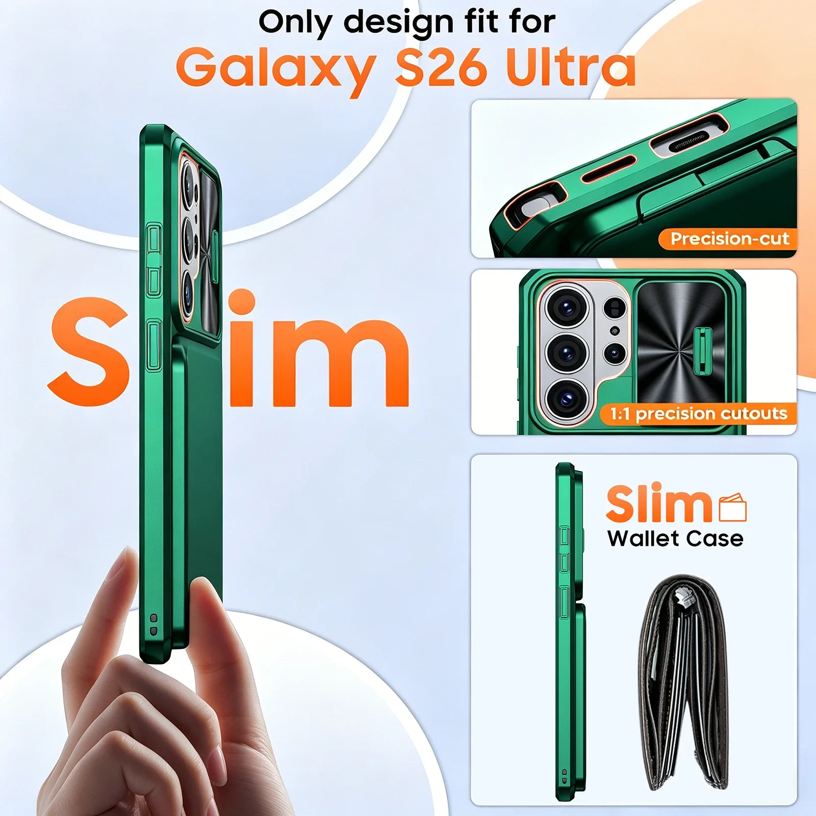 Green RFID Blocking Shockproof Phone Case with Camera Protection