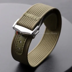 Durable Nylon Waterproof Watch Strap with Folding Buckle - Sporty and Stylish Wristband - 22mm (Army Green)