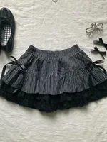 Punk Y2k Skirts Women Clothes Goth Sexy Ropa Aesthetic Stripe High Waist Lace Bow MIni Skirts Grunge Emo Girl 2000s Short Skirt - Image 3