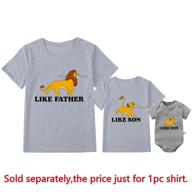 New Disney The Lion King Shirts Like Father Like Son Family Matching Outfits Cotton Daddy and Me Simba Mufasa Tshirt Dad Gifts 4