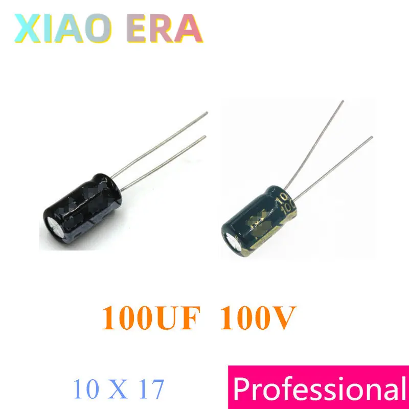 

100UF 100V 10X17 800PCS 107 Chinese Black 2000Hours Green 5000Hours DIP Through Hole Aluminum electrolytic capacitors