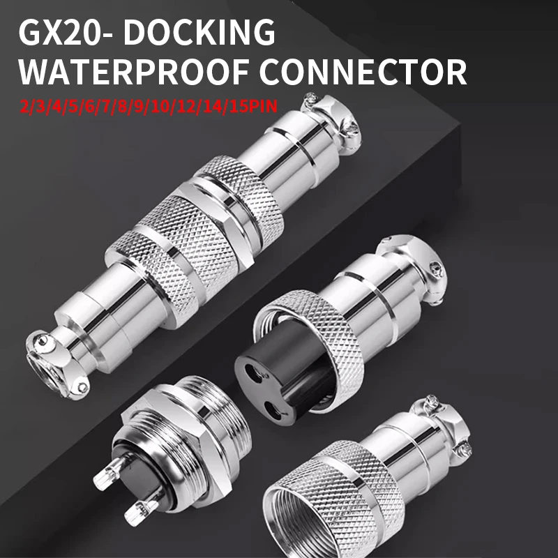 

10Set GX20 Docking 2 3 4 5 6 7 8 9 10 12 14 15Pin Male&Female Circular Panel Aviation Connector Butt Joint Plug Socket