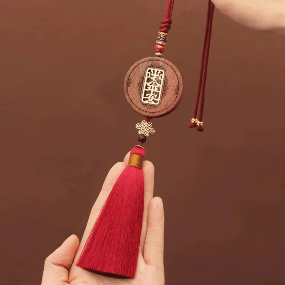 정교한 수제 원목 평화와 부의 자동차 장식품 수공예 후방 거울 걸이 장식품