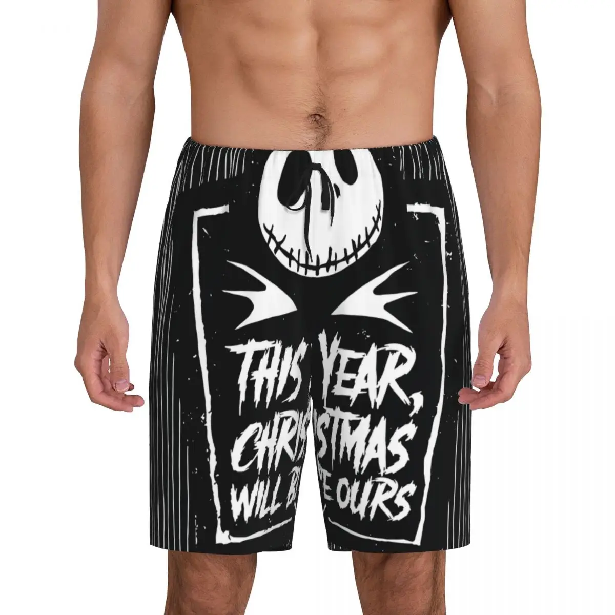 

Custom Printed The Nightmare Before Christmas Pajama Shorts Men Sally And Jack Sleepwear Bottoms Sleep Short Pjs with Pockets