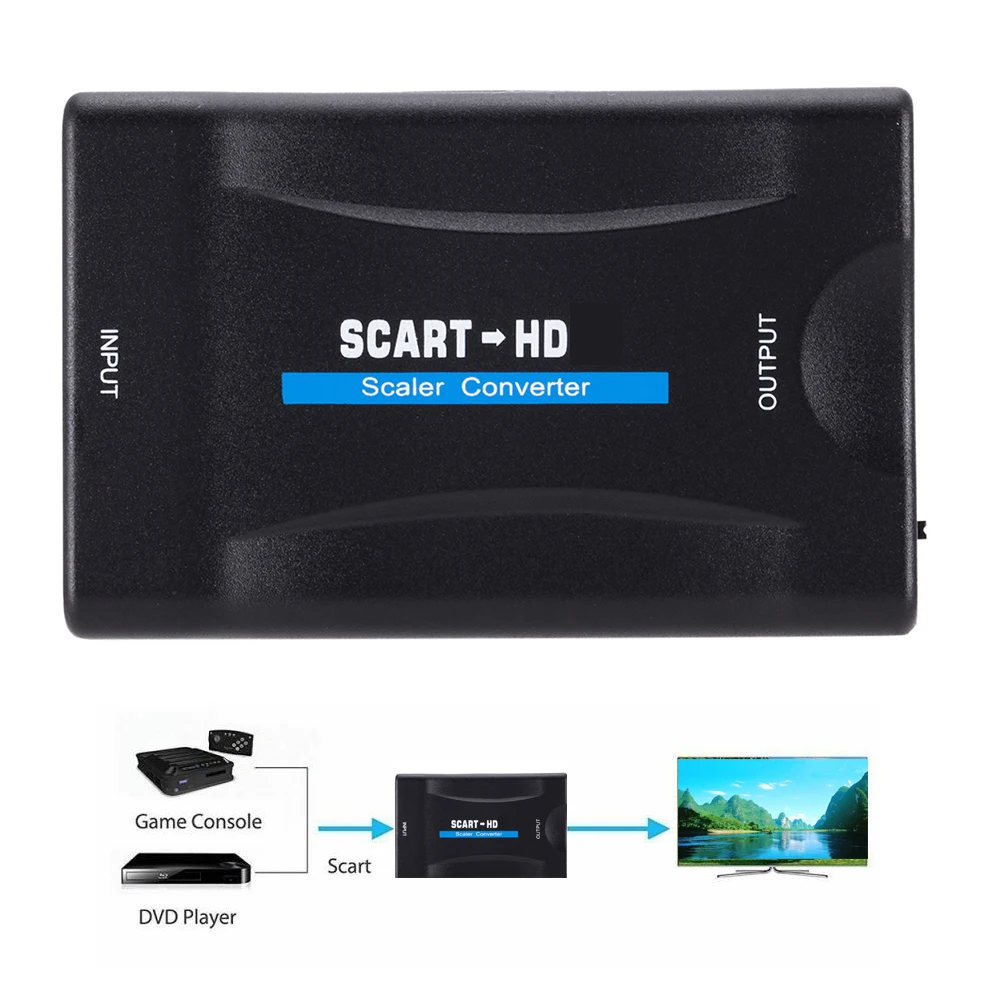 Convertitore Video Compatibile Scart Hdmi Con Indicatore Led Adatto Per Altoparlanti Per Microfoni Per Computer Ipod