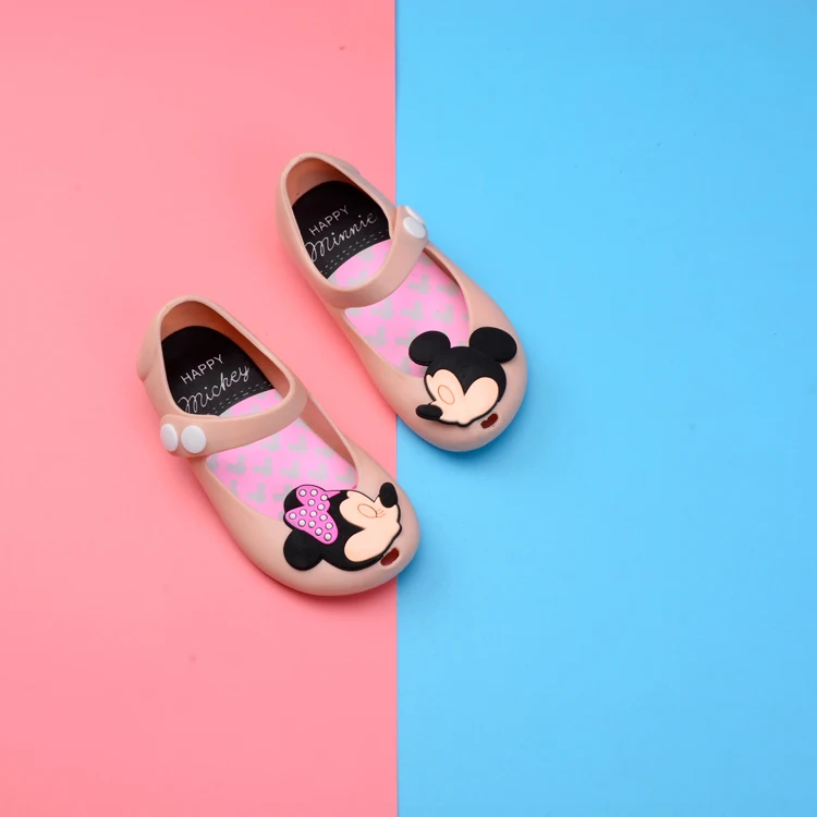 New Summer Children's Sandals Mickey Girl PVC Jelly Shoes Baby Minnie Bow Princess Shoes Non-slip Beach Shoes girl princess shoes