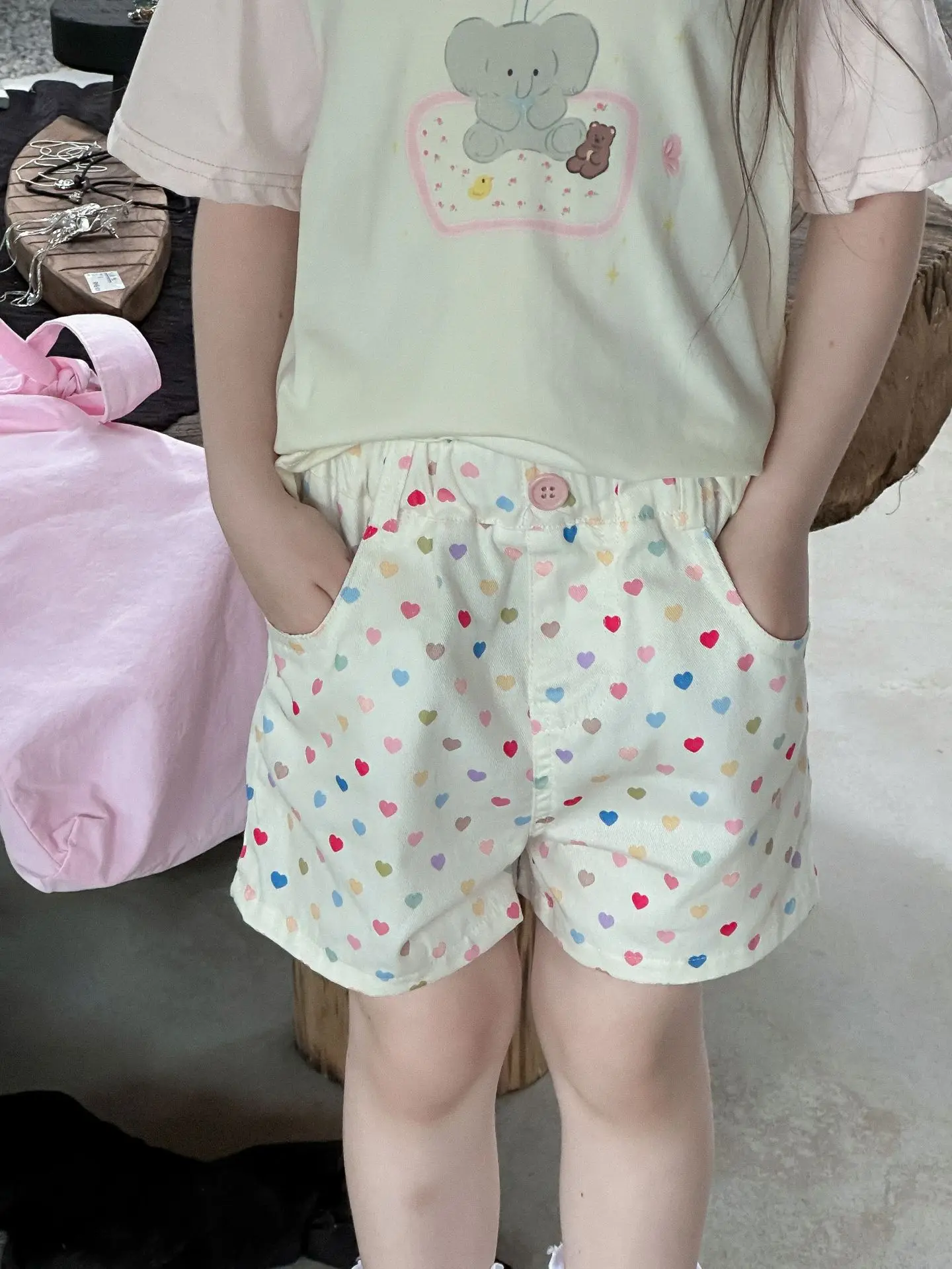 Summer Girls Shorts Cute Heart Print Children Floral Shorts Cotton Baby Girl Casual Clothes Kids Short Pants