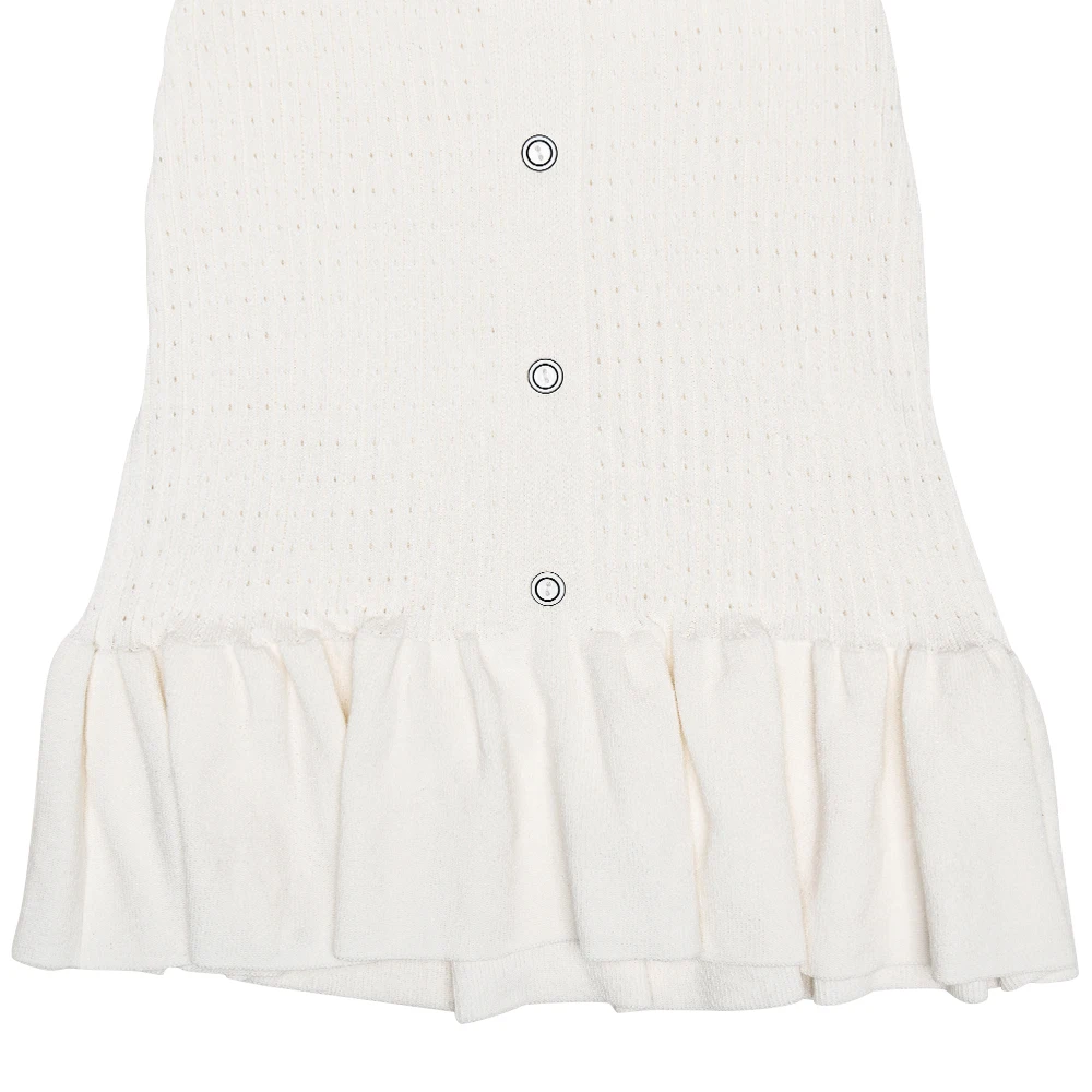 JULISSA MO Knitted Turn-down Collar Women Dress White Long Sleeve Single Breasted Dress Female Autumn Skinny Elegant Streetwear