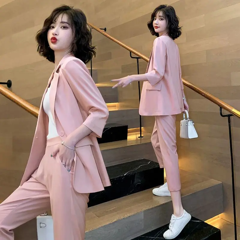 Suit Coat Women 2022 Spring Summer New Korean Version Age Reducing Fashion Temperament Western-style Casual Suit Two-piece Suit