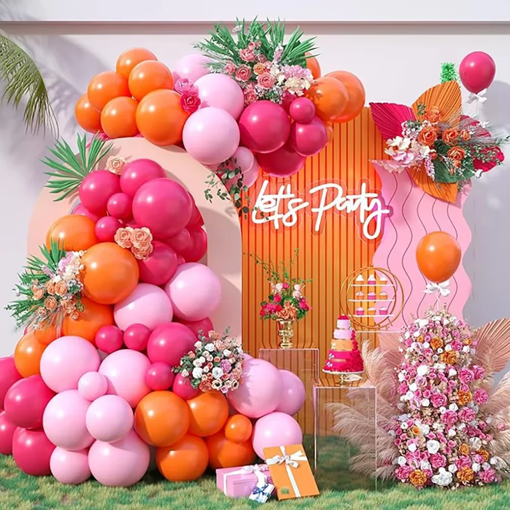 134pcs Pink Balloons Arch Kit Hot Red Rose Gold Balloon Garland Girl Princess Theme Birthday Party Baby Shower Decoration Globos