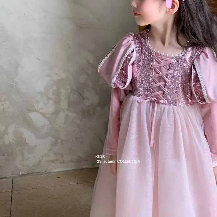 Girls Dress 2023 Spring  Autumn New Western Style Children Trendy Birthday  Little Girl Princess Dress - 4