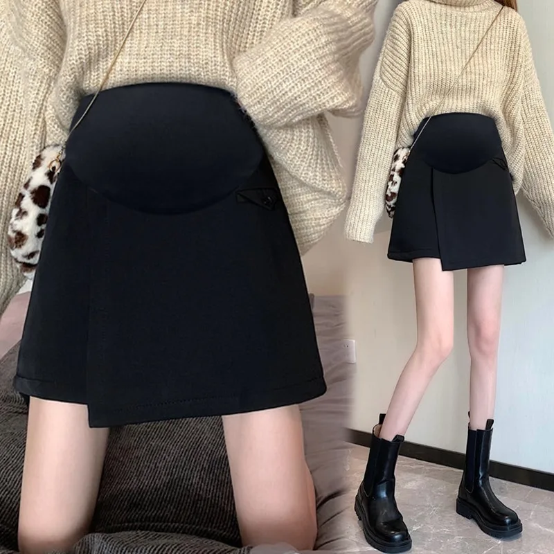 Pregnant Woman A-Line Skirts Summer Fashion Pregnancy Clothes High Waist Side Split Office Lady Elegant Pencil Skirts