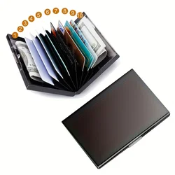 Sleek RFID - Blocking Metal Card Holder Wallet with Multiple Slots (Black - 10 cards)