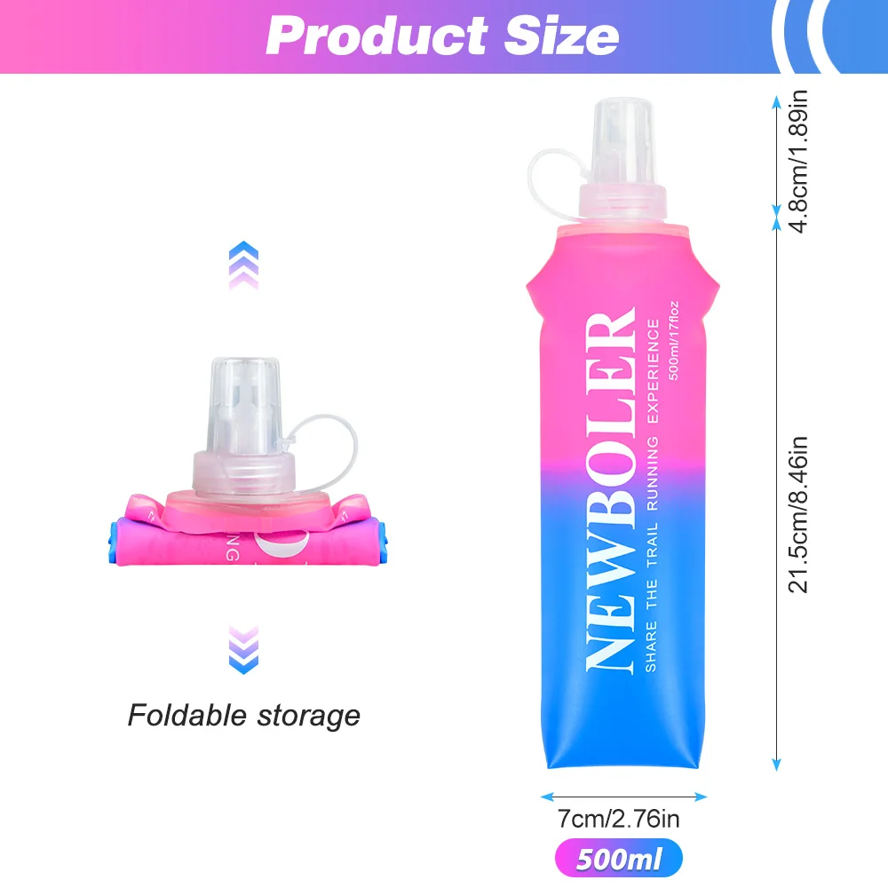 Folding Soft Flask Sport Water Bottle Bag Collapsible BPA Free