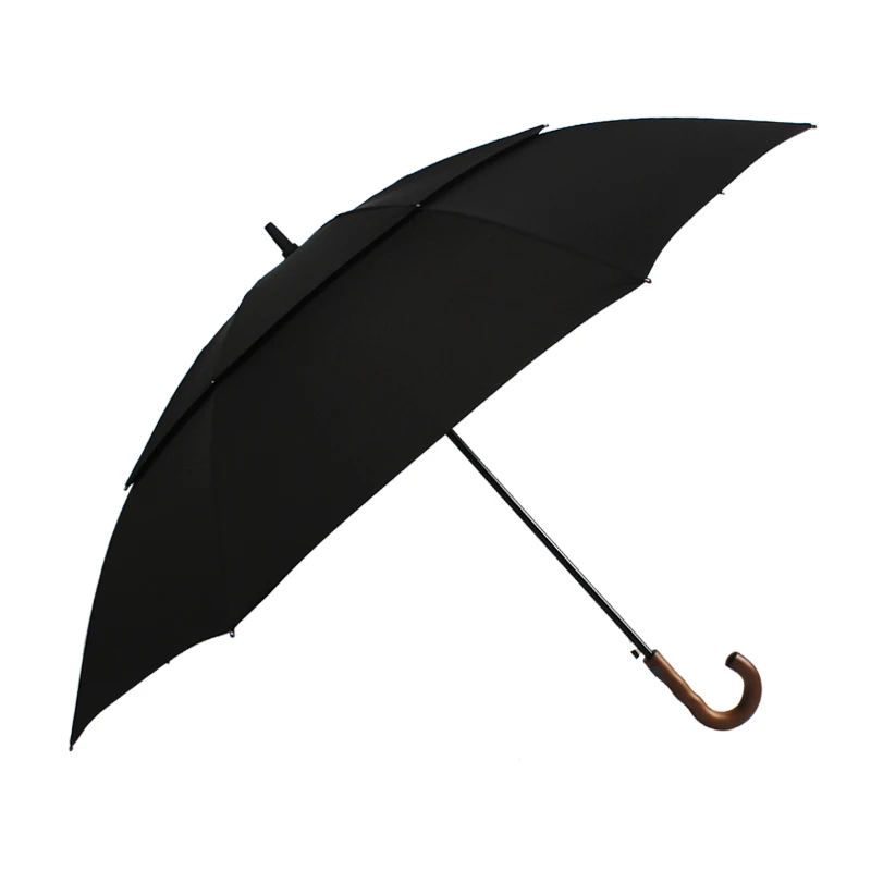 

Umbrella long handle reinforced typhoon resistance and rainstorm proof solid wood double layer