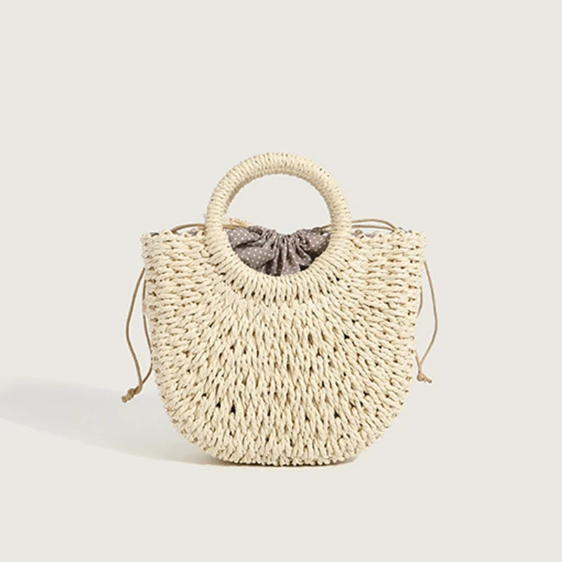 Summer Straw Beach Bag Hand-woven Women Handbag Fashion Basket Crossbody Bag Casual Large Capacity Rattan Totes Bags