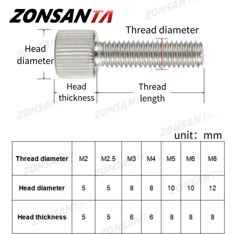 Premium 304 Stainless Steel Knurled Thumb Screws with Flat Round Head