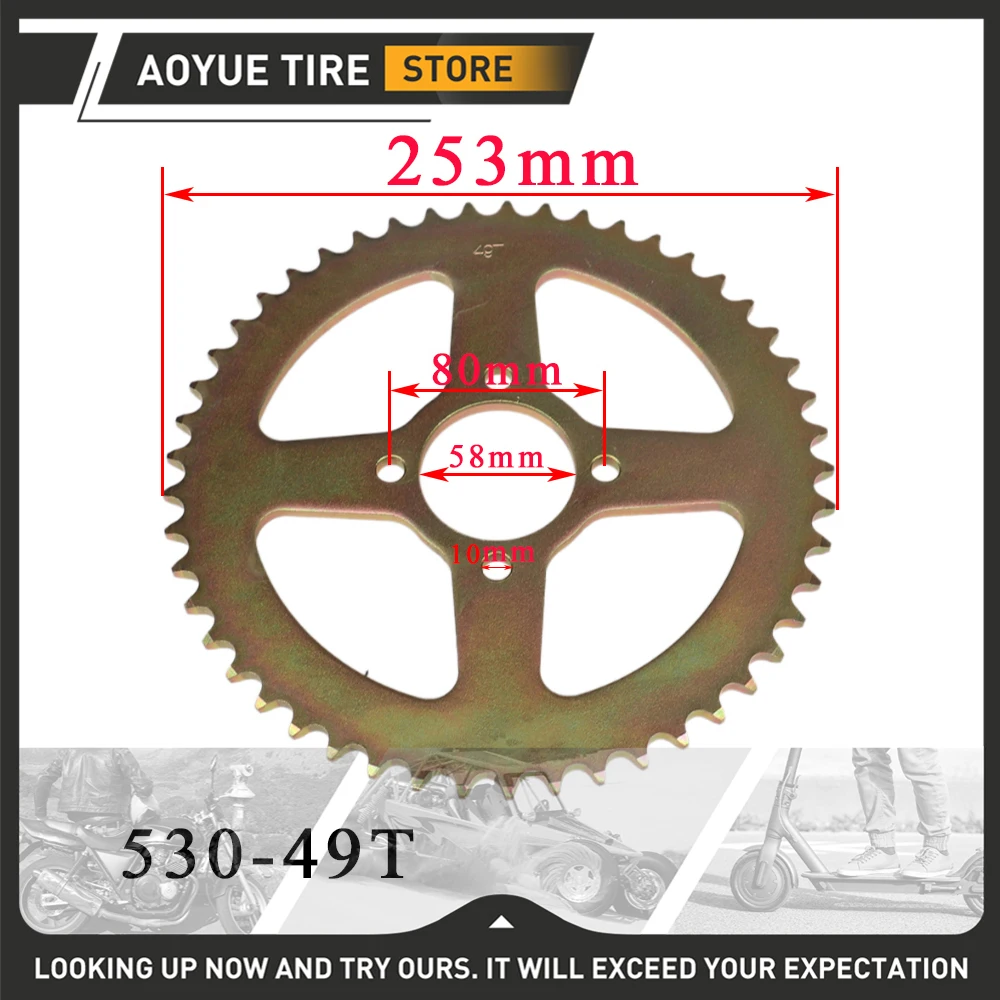 

1Pcs 530 49T tooth Chain Sprockets 58mm Rear Back Sprocket Cog For 150CC 200CC 250CC ATV UTV Buggy Quad Dirt Bike Motorcycle