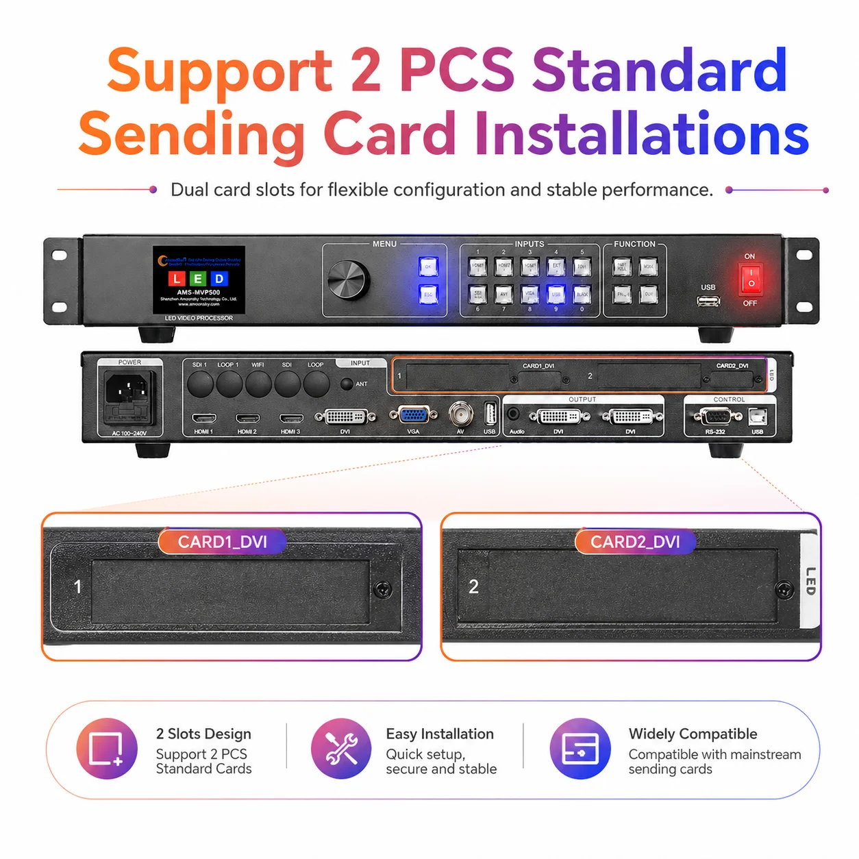 Amoonsky 4K Multi-Window LED Video Processor AMS MVP500 7 Channel HD DVI USB Broadcast Conference 6