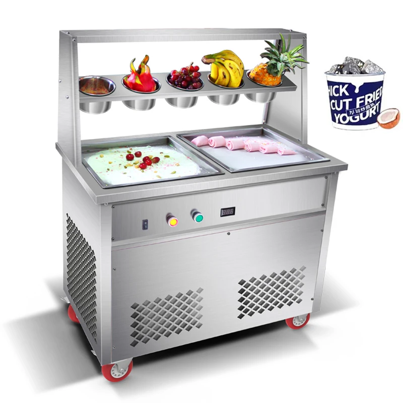 

Commercial Fried Ice Cream Machine Stainless Steel Fried Yogurt Maker Double Square Pot Thailand Fried Ice Cream Roll Machine